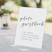 Modern Calligraphy Wedding Photo Guestbook Reclamebord Met Voetstuk
