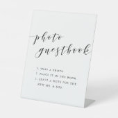Modern Calligraphy Wedding Photo Guestbook Reclamebord Met Voetstuk (Voorkant)
