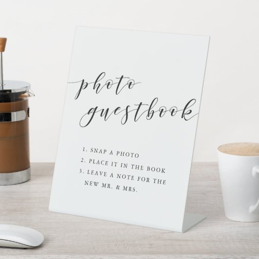 Modern Calligraphy Wedding Photo Guestbook Reclamebord Met Voetstuk (Insitu)
