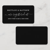 Modern Calligraphy Wedding Registry Black Informatiekaartje (Voorkant / Achterkant)