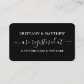 Modern Calligraphy Wedding Registry Black Informatiekaartje (Voorkant)