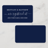 Modern Calligraphy Wedding Registry Blue Informatiekaartje (Voorkant / Achterkant)