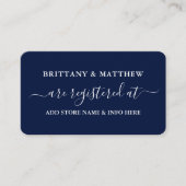 Modern Calligraphy Wedding Registry Blue Informatiekaartje (Voorkant)