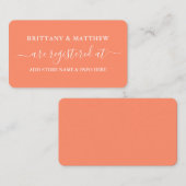 Modern Calligraphy Wedding Registry Coral Informatiekaartje (Voorkant / Achterkant)