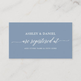 Modern Calligraphy Wedding Registry Dusty Blue Informatiekaartje