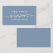 Modern Calligraphy Wedding Registry Dusty Blue Informatiekaartje (Voorkant / Achterkant)