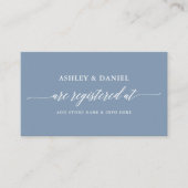 Modern Calligraphy Wedding Registry Dusty Blue Informatiekaartje (Voorkant)