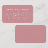 Modern Calligraphy Wedding Registry Dusty Roos Informatiekaartje (Voorkant / Achterkant)
