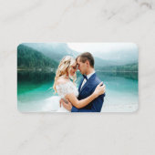 Modern Calligraphy Wedding Registry Foto Blue Informatiekaartje (Achterkant)