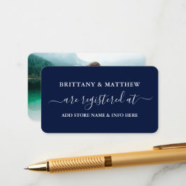 Modern Calligraphy Wedding Registry Foto Blue Informatiekaartje