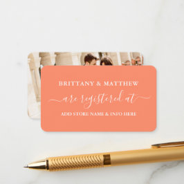 Modern Calligraphy Wedding Registry Foto Coral Informatiekaartje