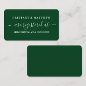 Modern Calligraphy Wedding Registry Green Informatiekaartje (Voorkant / Achterkant)