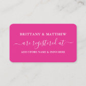 Modern Calligraphy Wedding Registry Hot Pink Informatiekaartje (Voorkant)