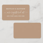 Modern Calligraphy Wedding Registry Taupe Informatiekaartje (Voorkant / Achterkant)