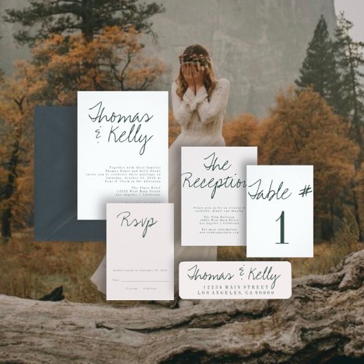 Modern Calligraphy Wedding Suite Kaart