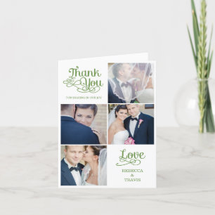 Modern Calligraphy Wedding Thank You Card Green Bedankkaart
