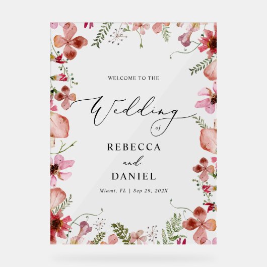 Modern Calligraphy Wedding Welcome Acryl Bord (Voorkant)