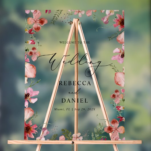 Modern Calligraphy Wedding Welcome Acryl Bord (Neutraal)