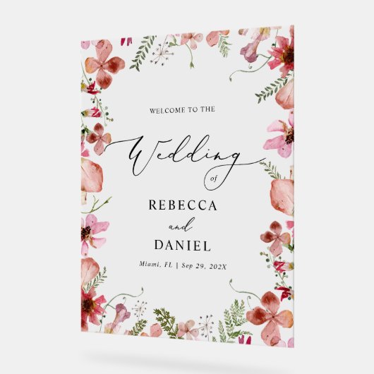 Modern Calligraphy Wedding Welcome Acryl Bord (Hoek)