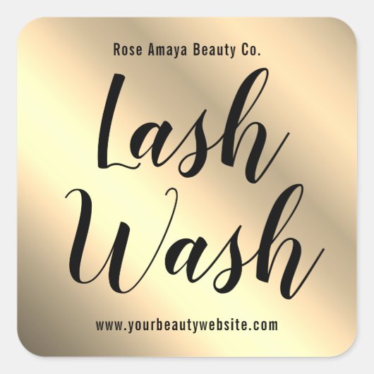 Modern Calligraphy Wimperwas Gold Productlabel Vierkante Sticker (Voorkant)