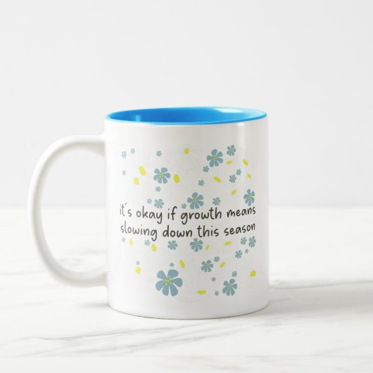 Modern Calm Comfort Soft Aesthetic Flower Quote Tweekleurige Koffiemok (Links)