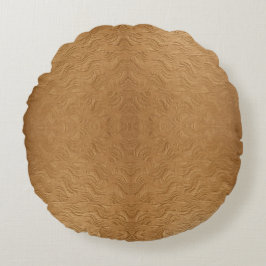 Modern Camel Brown Wavy Ripples Abstract Textured Rond Kussen