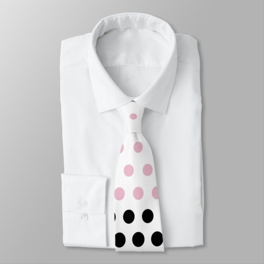 Modern Cameo Pink en Black Polka Dot Stropdas (Gebonden)