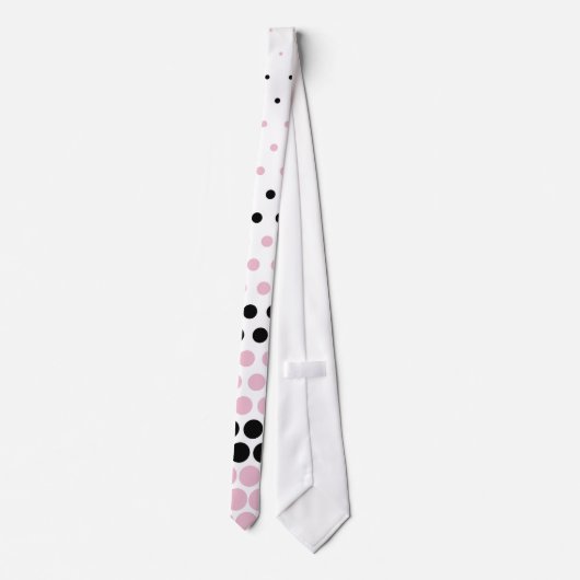 Modern Cameo Pink en Black Polka Dot Stropdas (Achterkant)