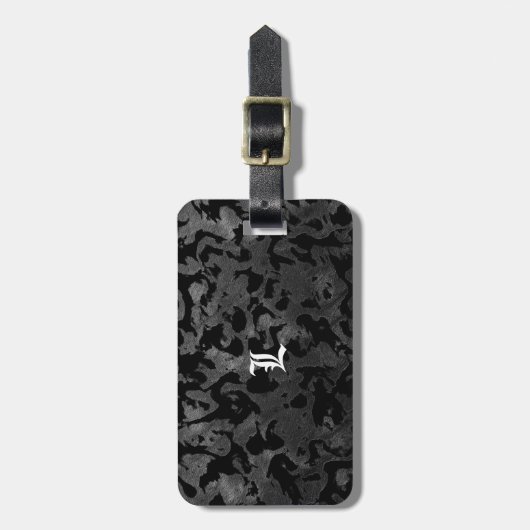 Modern Camo-Black en Dark Gray-camouflage Bagagelabel (Voorkant verticaal)