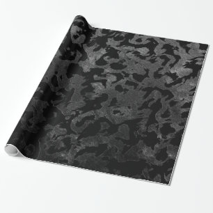 Modern Camo-Black en Dark Gray-camouflage Cadeaupapier