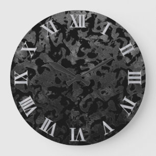 Modern Camo-Black en Dark Gray-camouflage Grote Klok