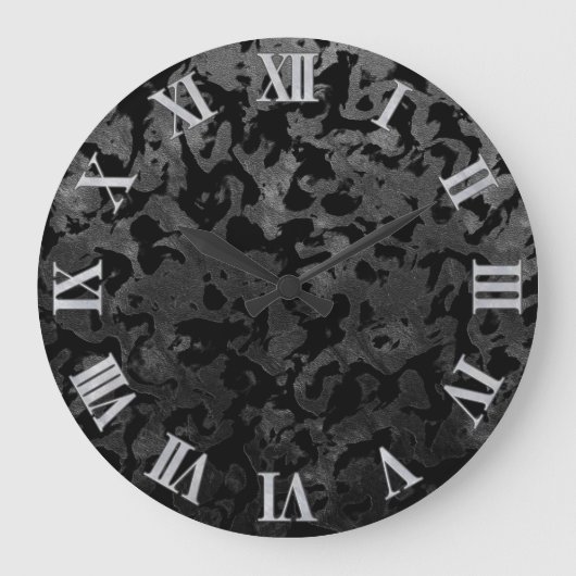 Modern Camo-Black en Dark Gray-camouflage Grote Klok (Voorkant)
