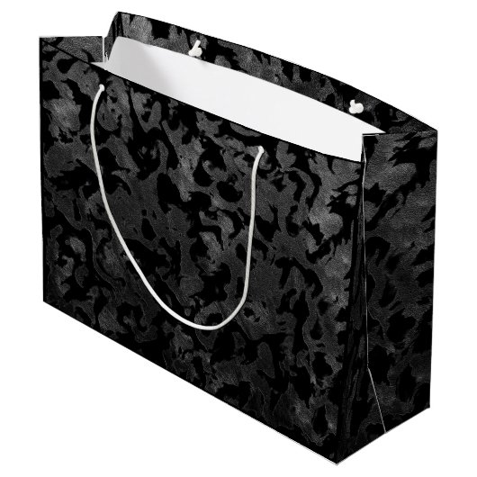 Modern Camo-Black en Dark Gray-camouflage Large Cadeautasje (Achterkant Gekanteld)