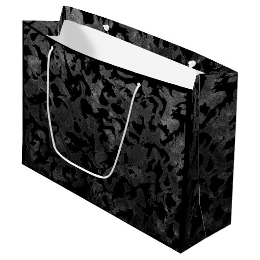 Modern Camo-Black en Dark Gray-camouflage Large Cadeautasje (Voorkant Gekanteld)
