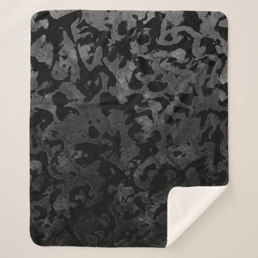 Modern Camo-Black en Dark Gray-camouflage Sherpa Deken (Voorkant)