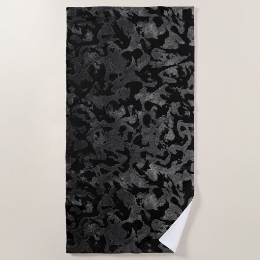 Modern Camo-Black en Dark Gray-camouflage Strandlaken (Voorkant)