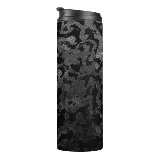 Modern Camo-Black en Dark Gray-camouflage Thermosbeker (Geroteerd rechts)