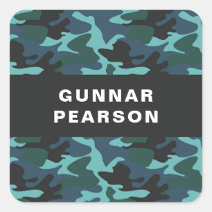 Modern Camouflage Pattern Name Black Square Sticke Vierkante Sticker