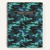 Modern Camouflage Pattern Name Blue Notitieboek (Voorkant)
