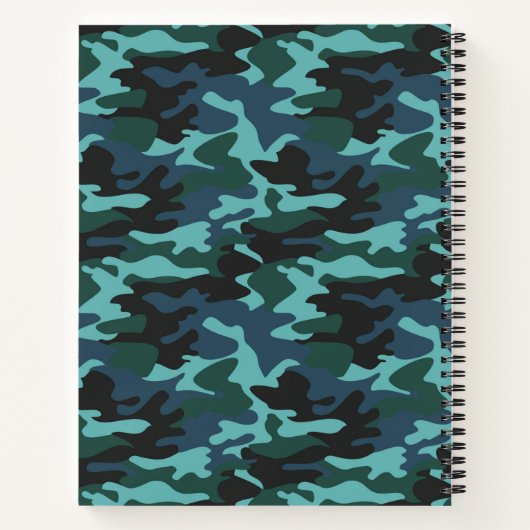 Modern Camouflage Pattern Name Blue Notitieboek (Achterkant)