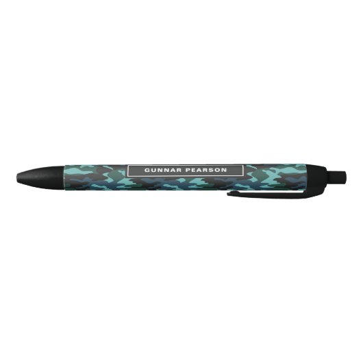 Modern Camouflage Pattern Name Blue Zwarte Inkt Pen (Bodem)