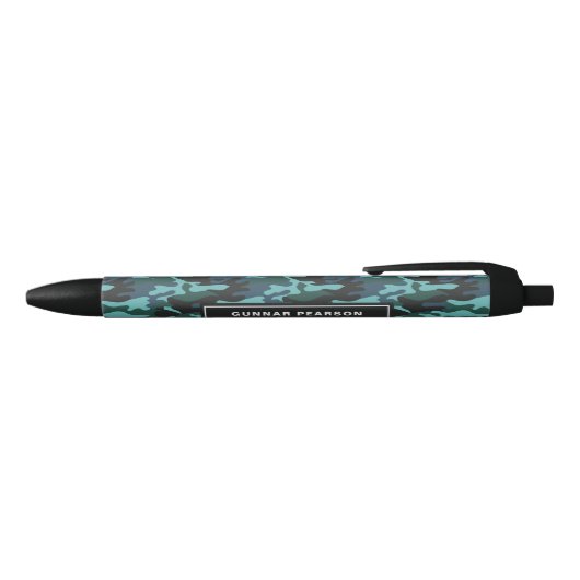 Modern Camouflage Pattern Name Blue Zwarte Inkt Pen (Bovenkant)
