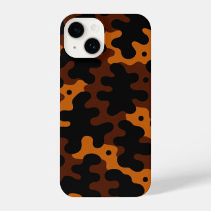 Modern camouflagepatroon – bruin en zwart camo iPhone 14 hoesje