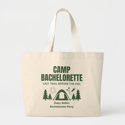 Modern Camp Bachelorette Green Grote Tote Bag (Voorkant)