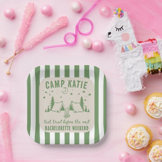 Modern Camp Bachelorette Party Papieren Bordje (Feest)
