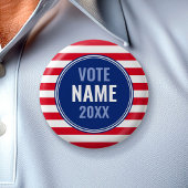 Modern Campagneontwerp - Preppy Stripes Red Blue Ronde Button 5,7 Cm