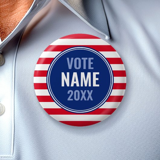 Modern Campagneontwerp - Preppy Stripes Red Blue Ronde Button 5,7 Cm