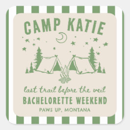 Modern Camping Camp Bachelorette Party Vierkante Sticker