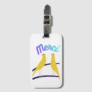 Modern Canary & "Merci" - Japandi Style Art Bagagelabel