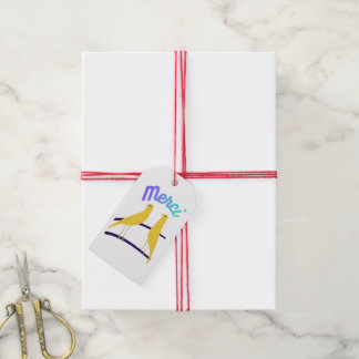 Modern Canary & "Merci" - Japandi Style Art Cadeaulabel